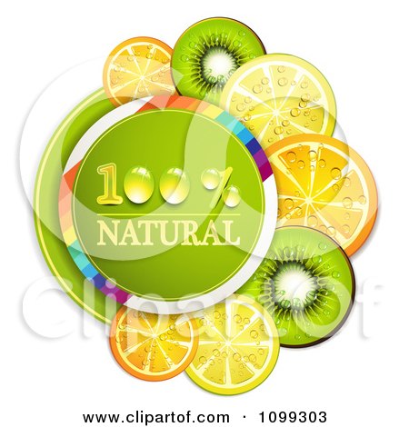 Clipart Natural Circle With Orange Kiwi And Lemon Slices - Royalty Free Vector Illustration by merlinul