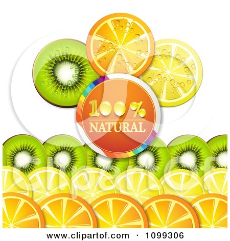 Clipart Orange Natural Circle With Rows Of Orange Kiwi And Lemon Slices - Royalty Free Vector Illustration by merlinul