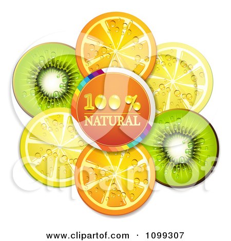 Clipart Orange Natural Circle With Orange Kiwi And Lemon Slices - Royalty Free Vector Illustration by merlinul