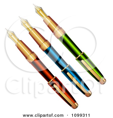 Clipart 3d Colorful Fountain Pens - Royalty Free Vector Illustration by merlinul
