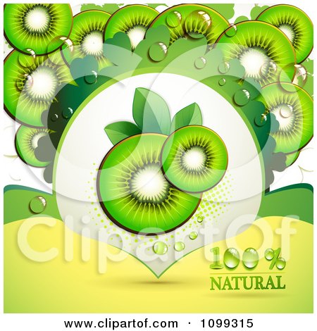 Clipart Background Of Kiwi Slices With A Natural Label 1 - Royalty Free Vector Illustration by merlinul