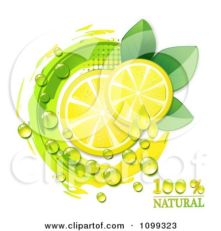 Clipart Juicy Lemon Slices And A Natural Icon - Royalty Free Vector Illustration by merlinul