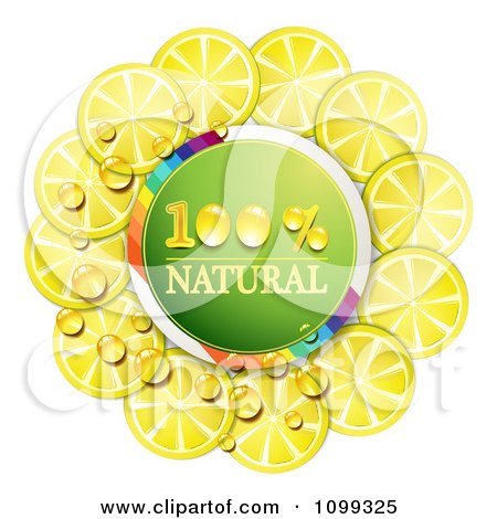 Clipart Circle Of Juicy Lemon Slices Around A Natural Icon - Royalty Free Vector Illustration by merlinul