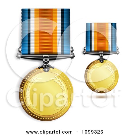 Clipart 3d Sports Achievement Gold First Place Award Medals On Ribbons - Royalty Free Vector Illustration by merlinul