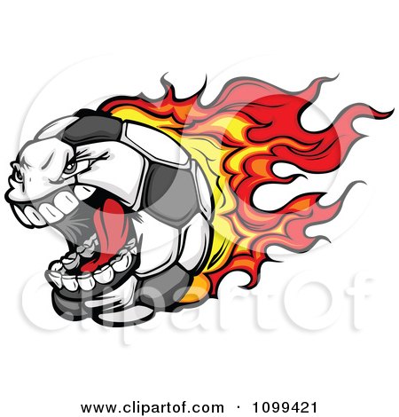 Clipart Screaming Flaming Soccer Ball Mascot Character - Royalty Free Vector Illustration by Chromaco