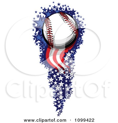 Clipart Baseball With A Trail Of American Stars And Stripes - Royalty Free Vector Illustration by Chromaco