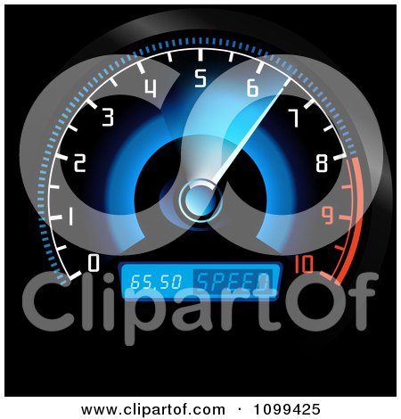 Clipart Blue And Red Car Speedometer - Royalty Free Vector Illustration by dero