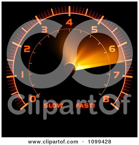 Clipart Orange Illuminated Car Speedometer - Royalty Free Vector Illustration by dero