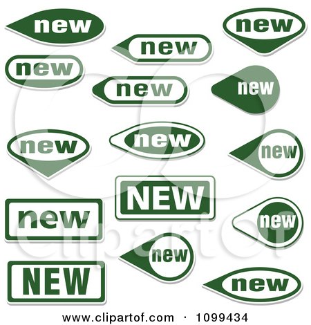 Clipart Green And White New Icon Labels - Royalty Free Vector Illustration by dero