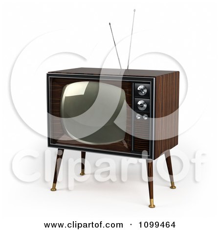 Clipart 3d Retro Box Television With Wood Veneer On White - Royalty Free CGI Illustration by stockillustrations