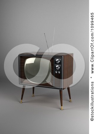 Clipart 3d Retro Box Television With Wood Veneer On Gray - Royalty Free CGI Illustration by stockillustrations