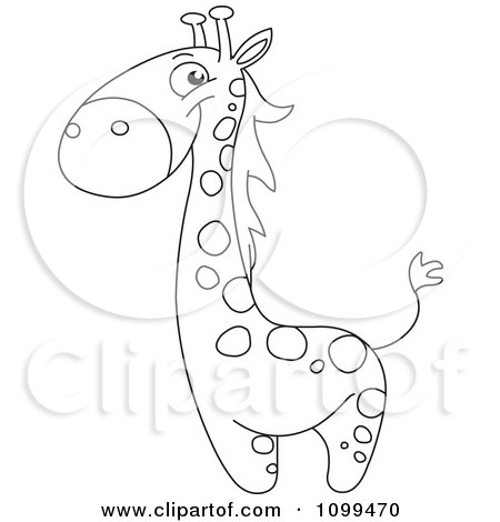 Clipart Happy Outlined Cute Baby Giraffe - Royalty Free Vector Illustration by yayayoyo