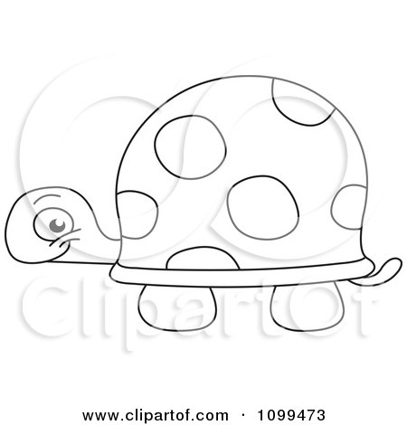 Clipart Happy Outlined Cute Baby Tortoise - Royalty Free Vector Illustration by yayayoyo