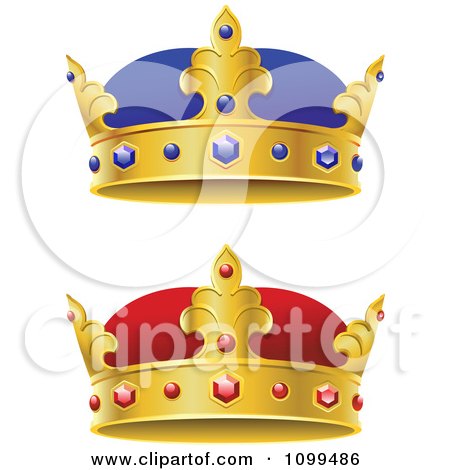 Clipart Red Blue And Gold King Crowns With Rubies And Sapphires - Royalty Free Vector Illustration by Vector Tradition SM