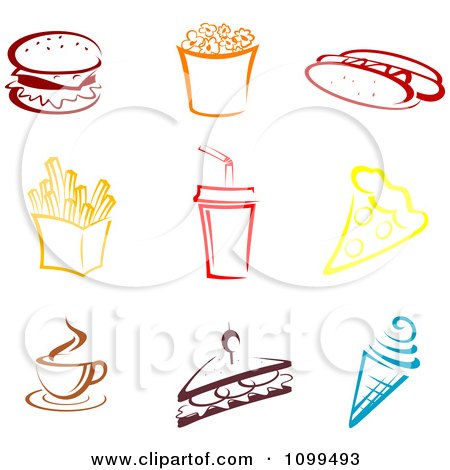 Clipart Colorful Fast Food Icons - Royalty Free Vector Illustration by Vector Tradition SM