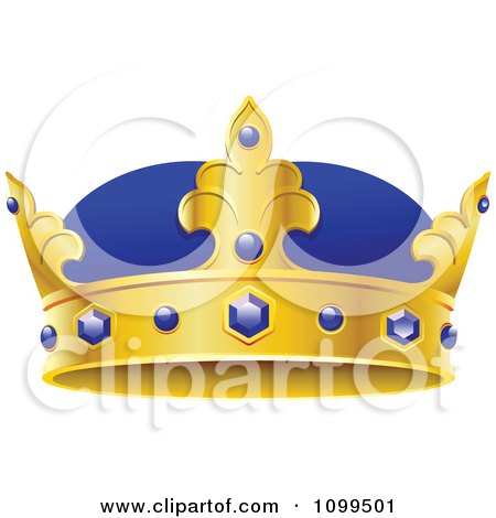 Clipart 3d Blue And Gold Kings Crown With sapphires - Royalty Free Vector Illustration by Vector Tradition SM