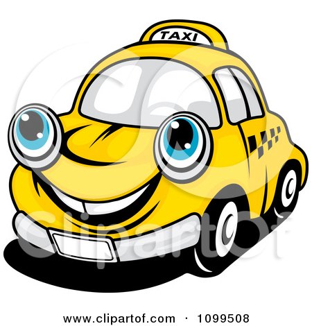 Clipart Happy Yellow Taxi Cab Smiling - Royalty Free Vector Illustration by Vector Tradition SM
