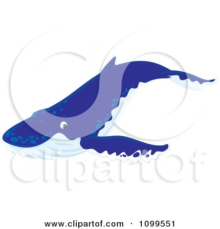 Clipart Happy Blue Humpback Whale - Royalty Free Vector Illustration by Alex Bannykh