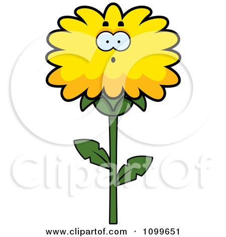 Clipart Surprised Dandelion Flower Character - Royalty Free Vector Illustration by Cory Thoman