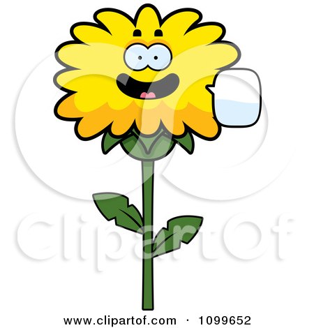 Clipart Talking Dandelion Flower Character - Royalty Free Vector Illustration by Cory Thoman