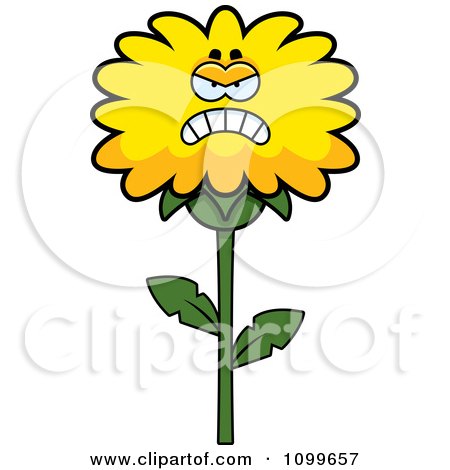 Clipart Mad Dandelion Flower Character - Royalty Free Vector Illustration by Cory Thoman