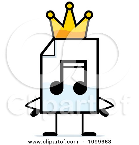 Clipart MP3 Music Document Mascot King - Royalty Free Vector Illustration by Cory Thoman