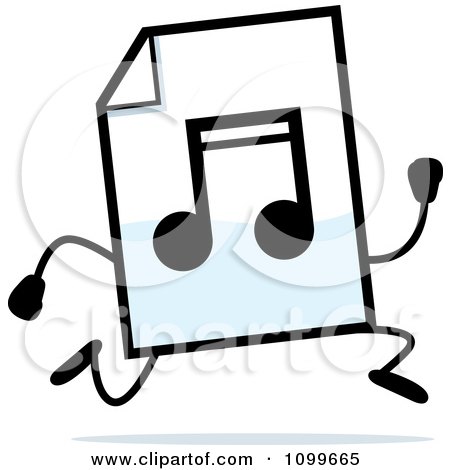 Clipart MP3 Music Document Mascot Running - Royalty Free Vector Illustration by Cory Thoman