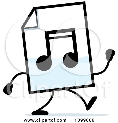 Clipart MP3 Music Document Mascot Walking - Royalty Free Vector Illustration by Cory Thoman