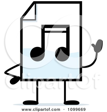 Clipart MP3 Music Document Mascot Waving - Royalty Free Vector Illustration by Cory Thoman