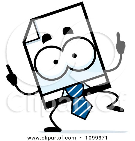 Clipart Business Document Mascot Doing A Happy Dance - Royalty Free Vector Illustration by Cory Thoman