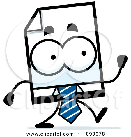 Clipart Business Document Mascot Walking - Royalty Free Vector Illustration by Cory Thoman