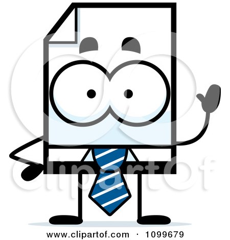 Clipart Business Document Mascot Waving - Royalty Free Vector Illustration by Cory Thoman