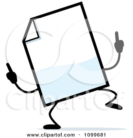 Clipart Blank Document Mascot Doing A Happy Dance - Royalty Free Vector Illustration by Cory Thoman