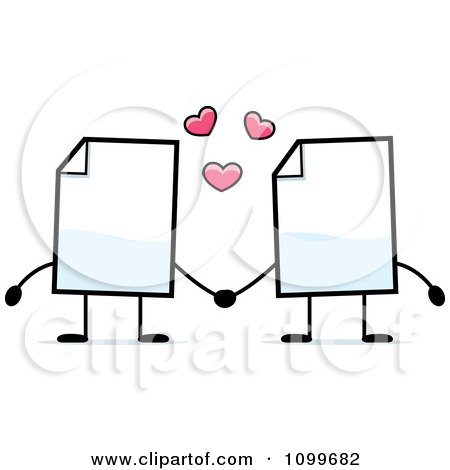 Clipart Blank Document Mascots Holding Hands - Royalty Free Vector Illustration by Cory Thoman