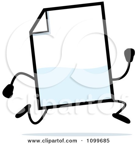 Clipart Blank Document Mascot Running - Royalty Free Vector Illustration by Cory Thoman