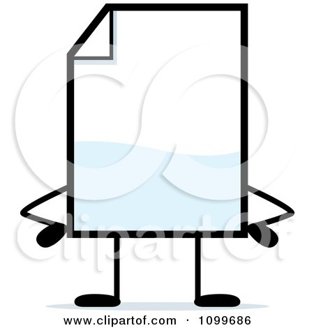 Clipart Blank Document Mascot With Hands On Hips - Royalty Free Vector Illustration by Cory Thoman