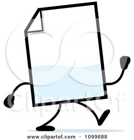 Clipart Blank Document Mascot Walking - Royalty Free Vector Illustration by Cory Thoman