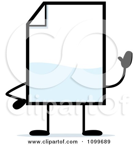 Clipart Blank Document Mascot Waving - Royalty Free Vector Illustration by Cory Thoman