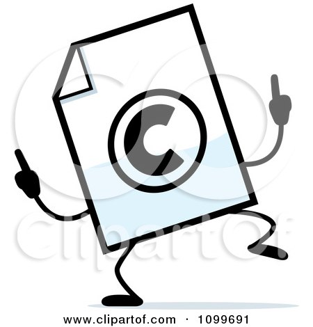 Clipart Copyright Document Mascot Doing A Happy Dance - Royalty Free Vector Illustration by Cory Thoman