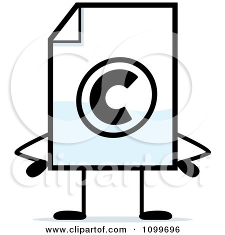 Clipart Copyright Document Mascot With Hands On Hips - Royalty Free Vector Illustration by Cory Thoman