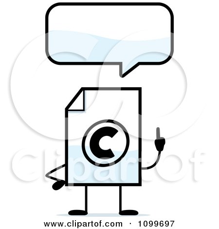 Clipart Copyright Document Mascot Talking - Royalty Free Vector Illustration by Cory Thoman