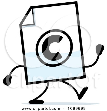 Clipart Copyright Document Mascot Walking - Royalty Free Vector Illustration by Cory Thoman
