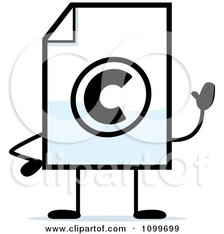Clipart Copyright Document Mascot Waving - Royalty Free Vector Illustration by Cory Thoman