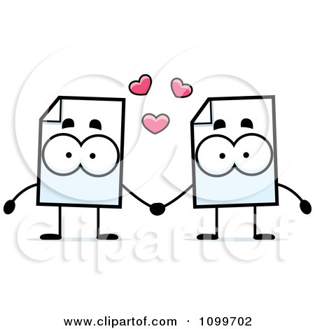 Clipart Document Mascots Holding Hands - Royalty Free Vector Illustration by Cory Thoman