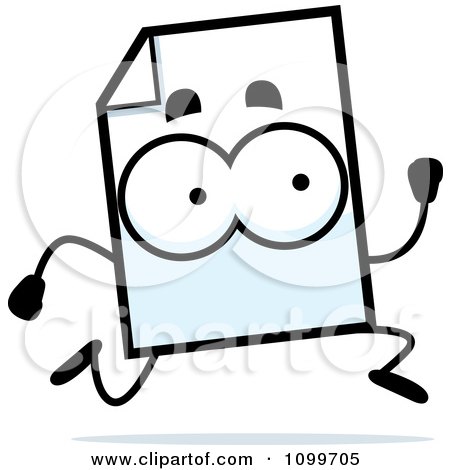 Clipart Document Mascot Running - Royalty Free Vector Illustration by Cory Thoman