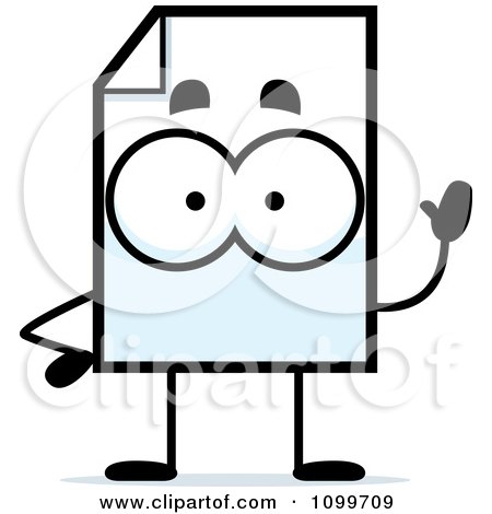 Clipart Document Mascot Waving - Royalty Free Vector Illustration by Cory Thoman