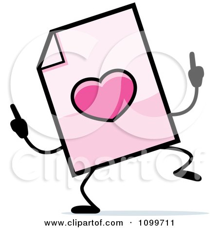 Clipart Love Document Mascot Doing A Happy Dance - Royalty Free Vector Illustration by Cory Thoman