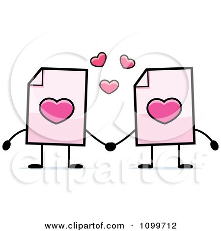 Clipart Love Document Mascots Holding Hands - Royalty Free Vector Illustration by Cory Thoman
