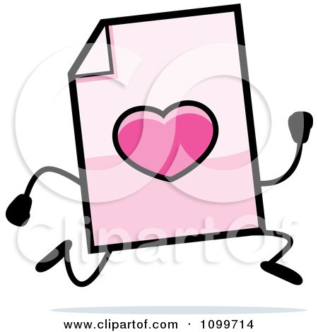 Clipart Love Document Mascot Running - Royalty Free Vector Illustration by Cory Thoman