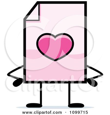 Clipart Love Document Mascot With Hands On Hips - Royalty Free Vector Illustration by Cory Thoman